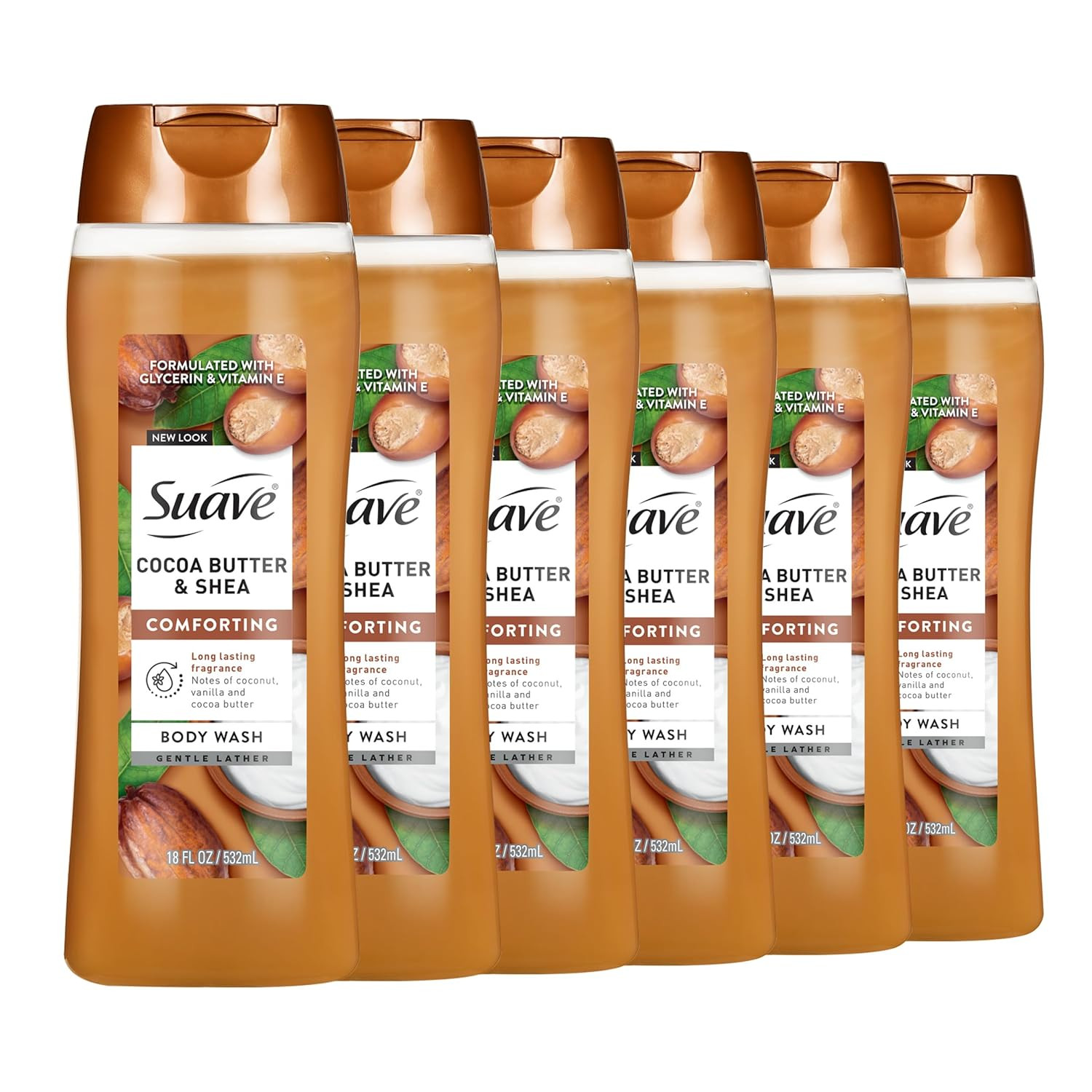 Moisturizing Body Wash, Cocoa Butter and Shea 18 Oz Pack of 6