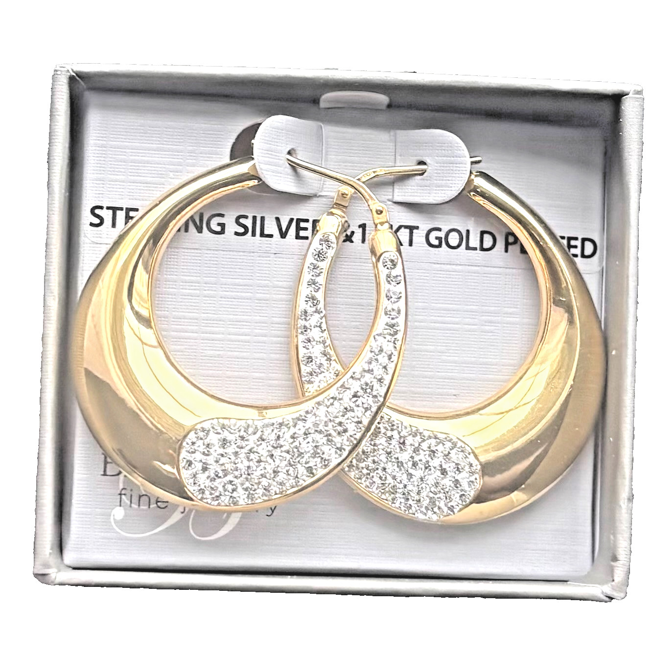 sterling silver earrings with 14k gold plated, made from genuine 925