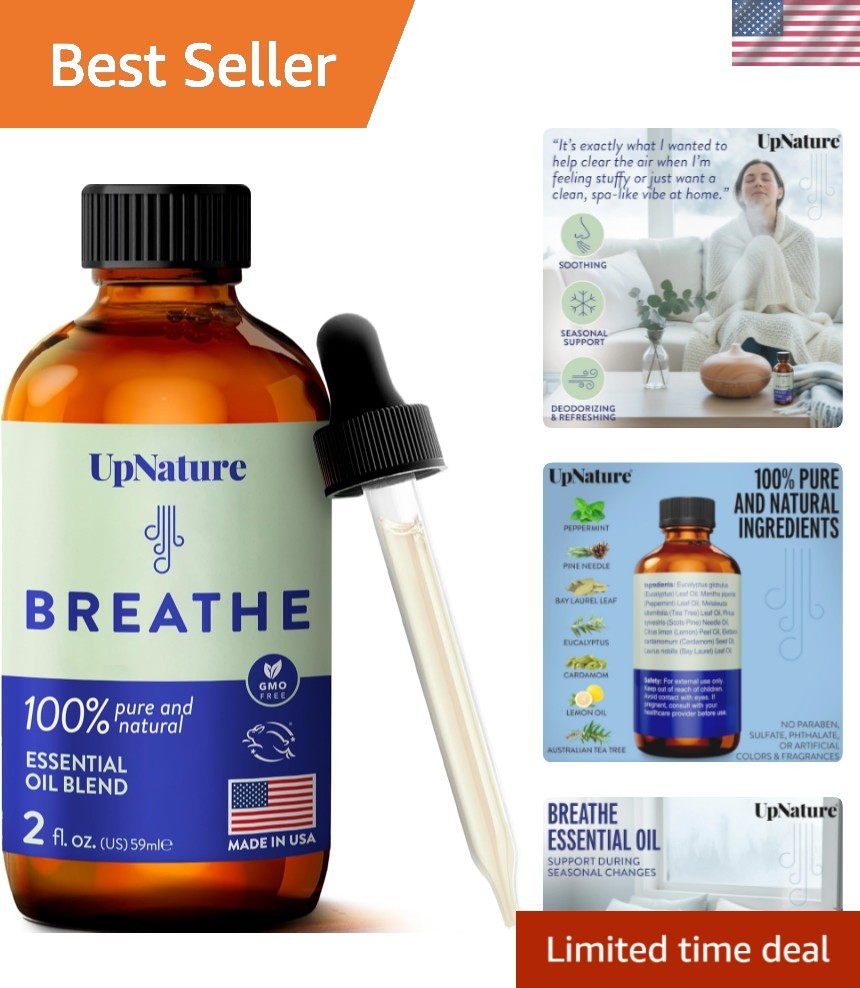 Breathe Essential Oils Blend Large 2oz Breath Relief Eucalyptus and Menthol B...