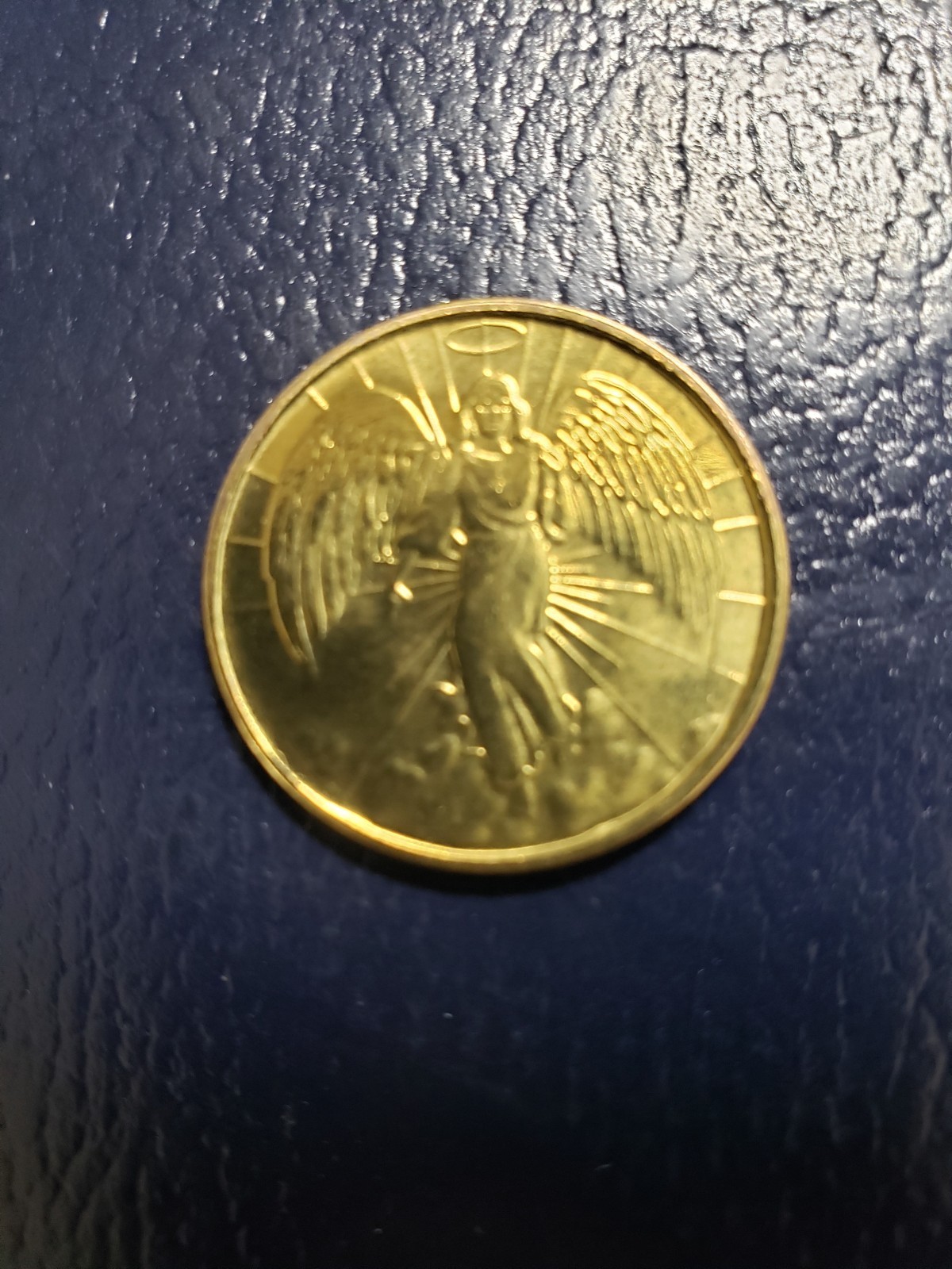 Vintage Guardian Angel Gold Plated Coin Good Luck Double Side Medallion WOW