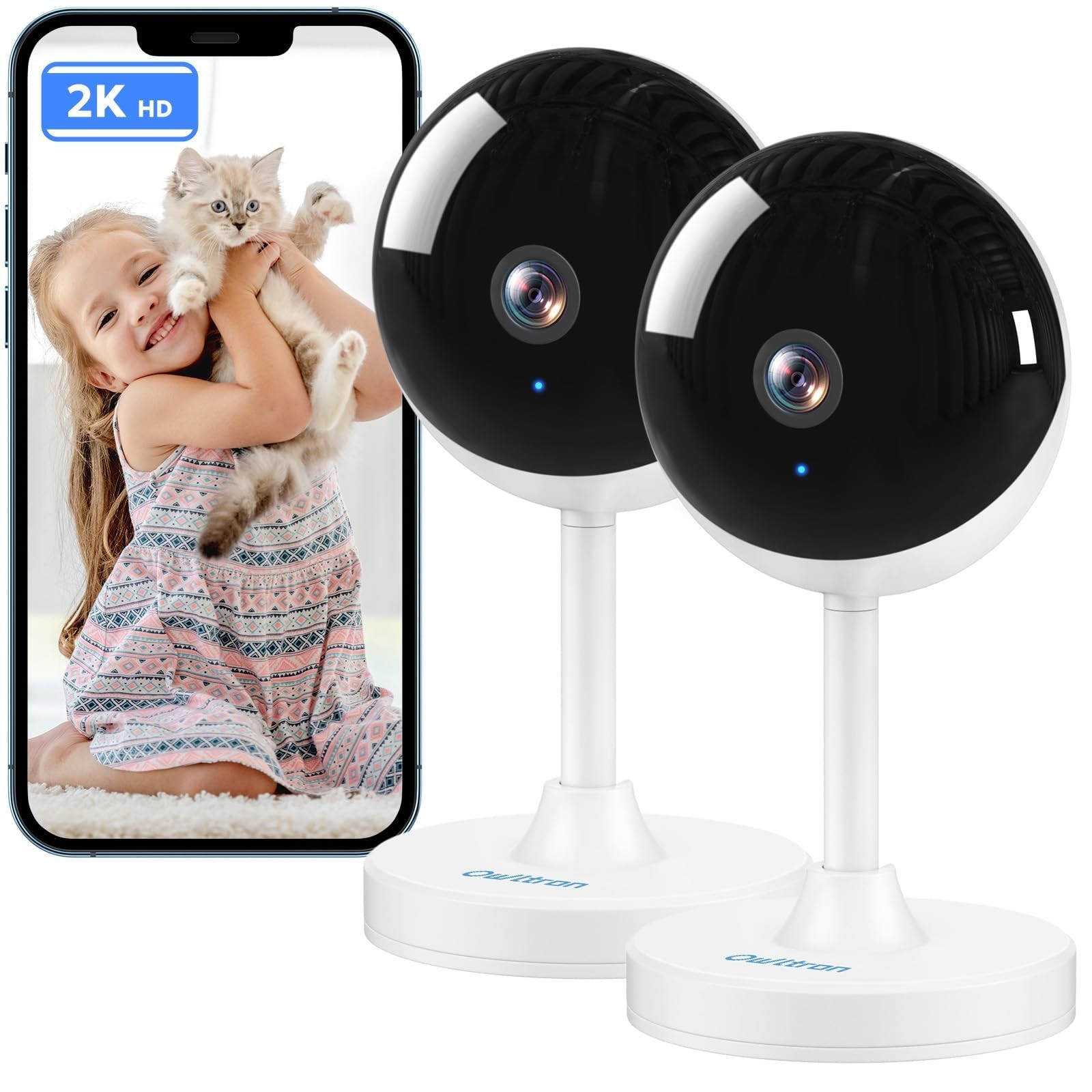 Indoor Security Camera 2K Motion Detection Pet Cam Baby Monitor 2.4 GHz