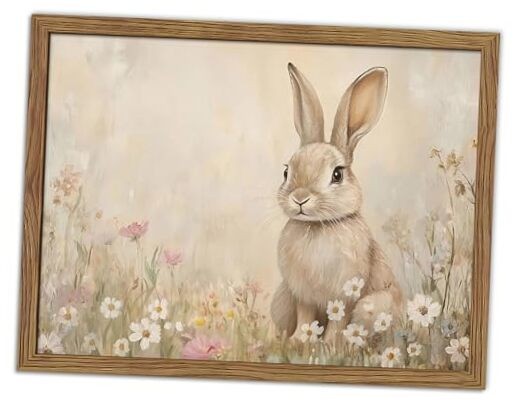 Easter Wall Art Poster Print, Rabbit in Spring 10"L x 8"W Easter Bunny Unframed