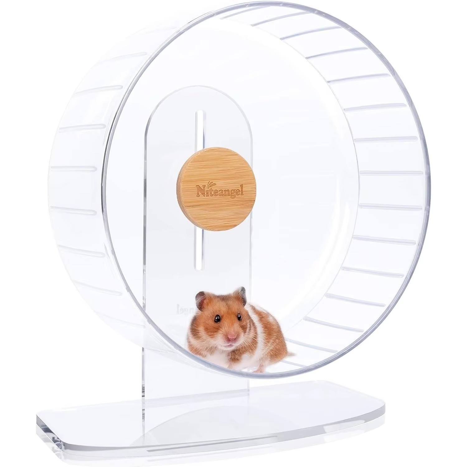 Super-Silent Hamster Wheel with Adjustable Stand - Large Transparent Spinner