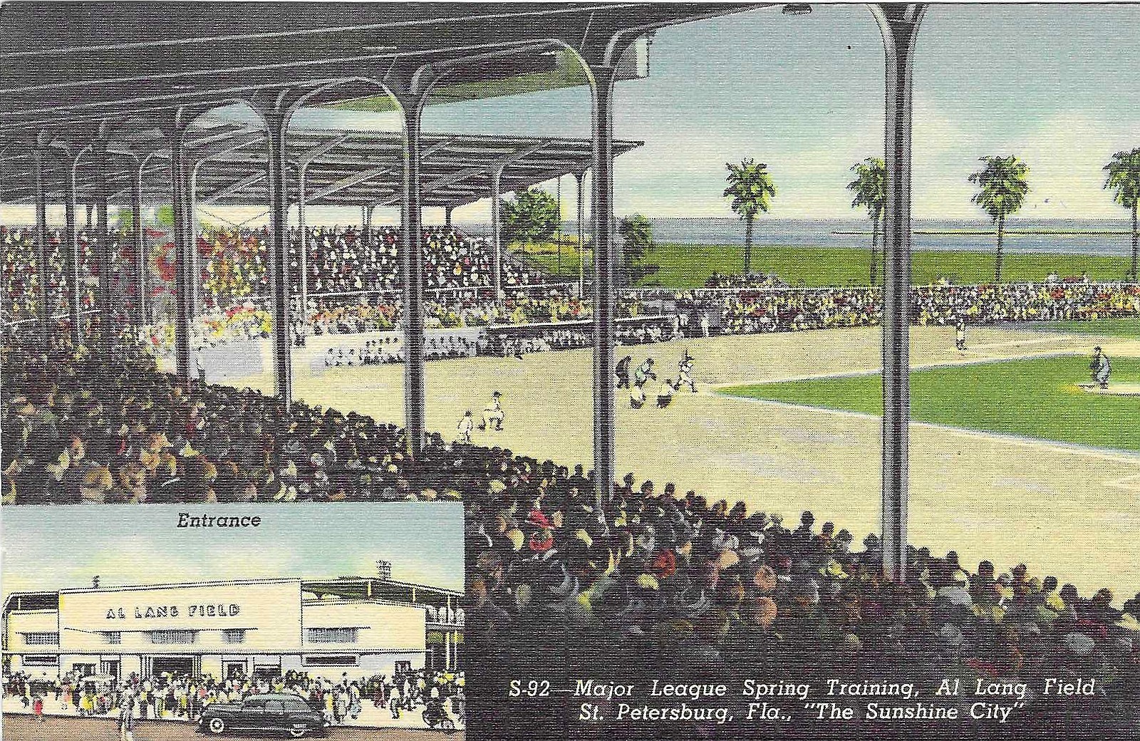 Vintage Florida Linen Postcard Petersburg Major League Spring Training Al Lang