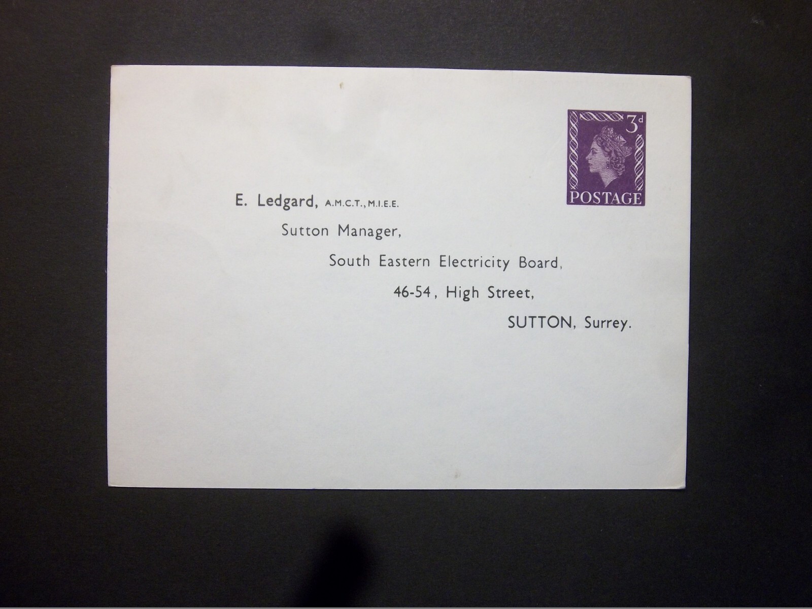 GB Postal Stationery STO QEII 3d violet Postcard size g unused H&B CS185