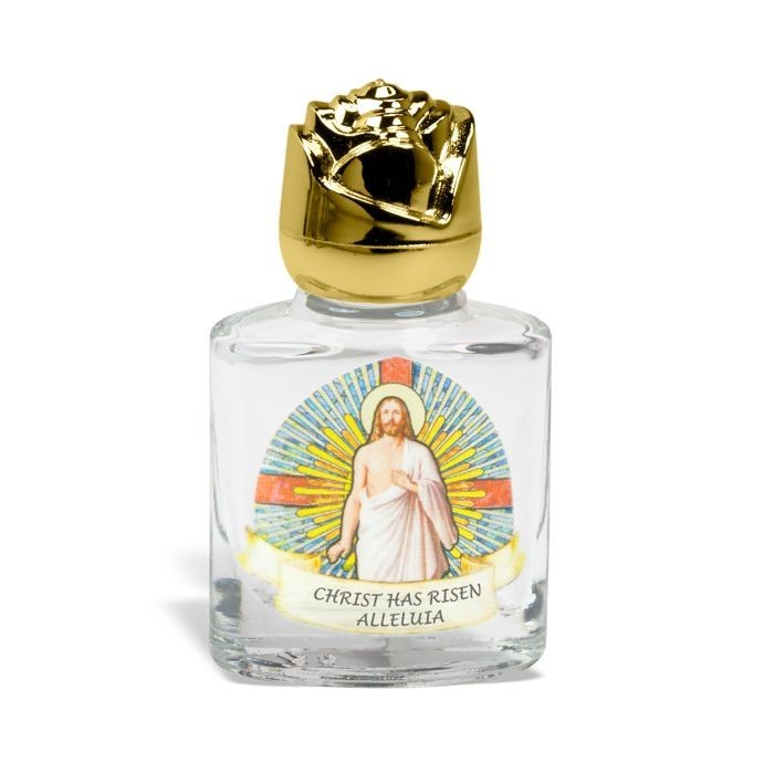 8 ml. 2" Glass Christ is Risen Alleluia Holy Water Bottle 1972-786