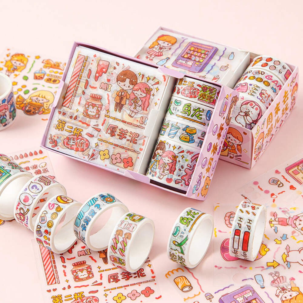 Cute Cartoon Sticker & Washi Tape Gift Set – Kids & Journaling Stickers