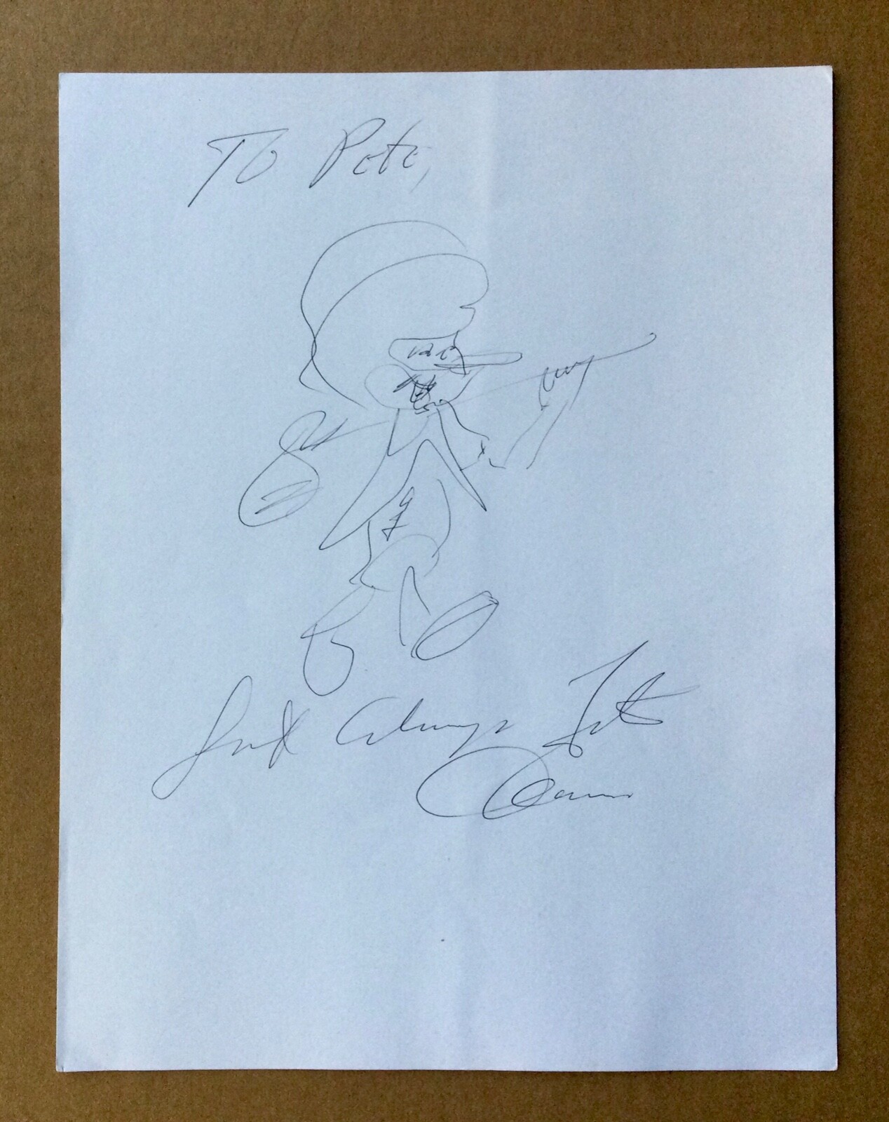 FATS DOMINO 1928-2017 rare hand drawn sketch signed.