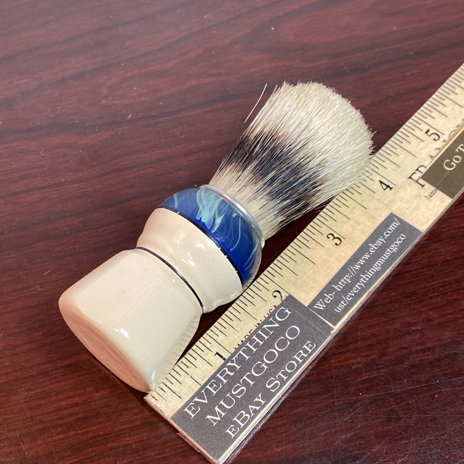 Vintage ETERNA SHAVING BRUSH Pure Bristles Blue Swirl Marble AS IS w/ Crazing