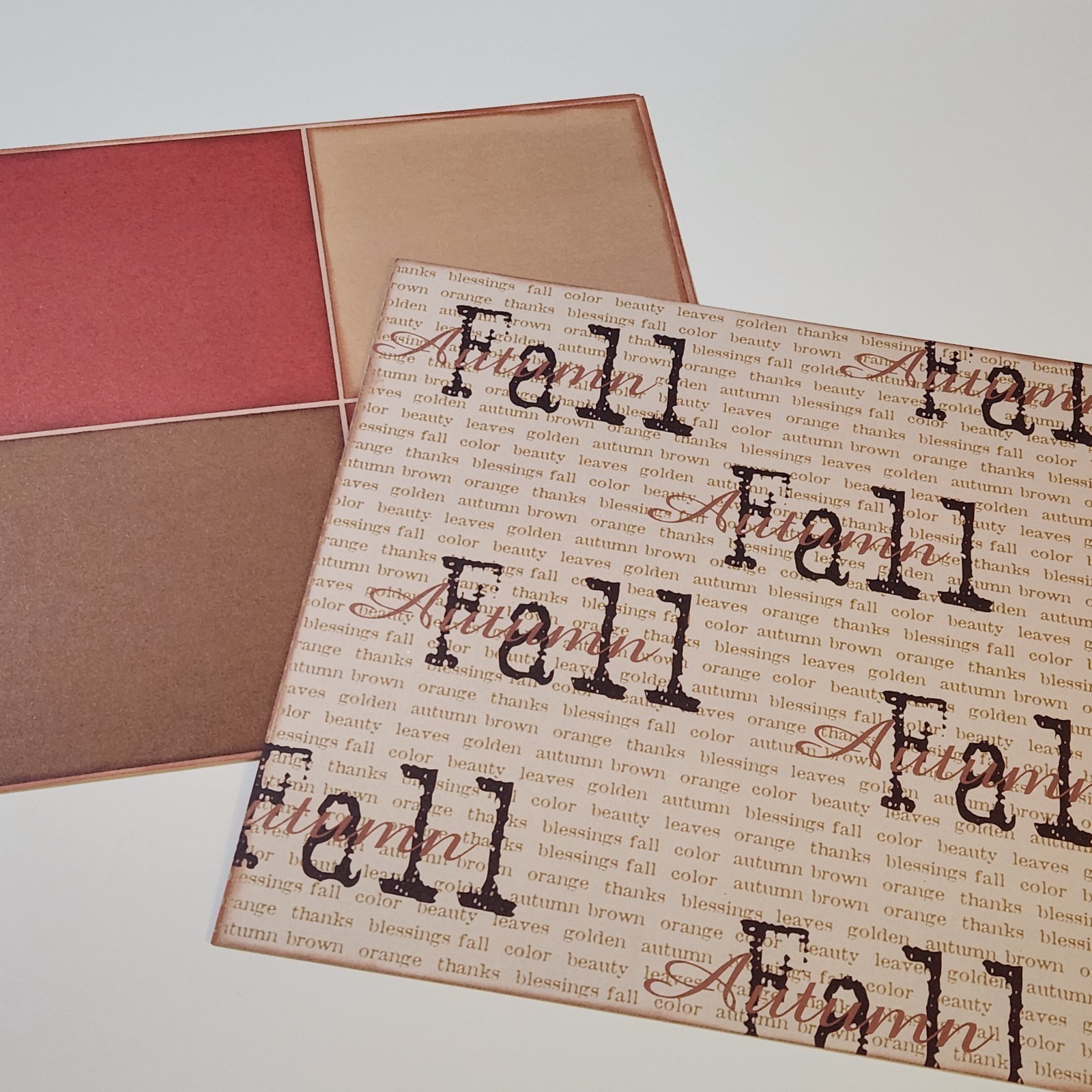 Lot 8 Pgs OAM 12x12 Scrapbooking Paper Cardstock Fall Autumn Color Block Words