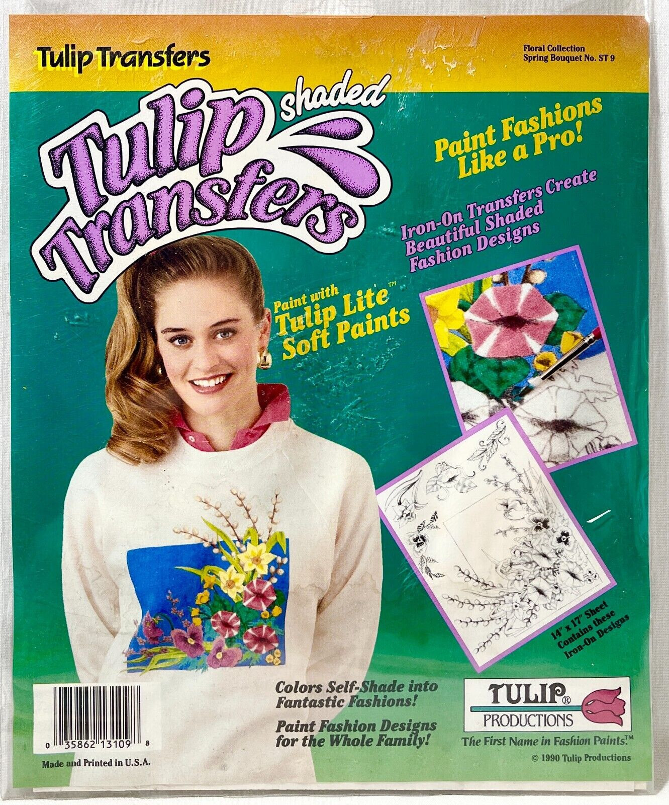 NEW 1990 Tulip Floral Collection ST9 Iron-On Fashion Transfer 14x17 Vintag 13068