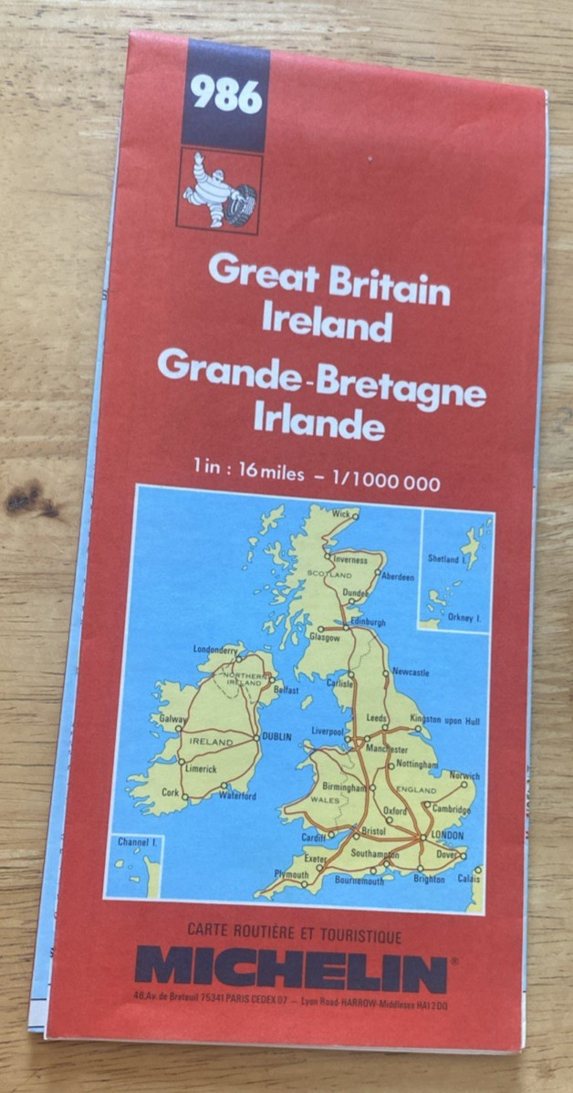 Großbritannien, Irland. Karte Nummer 986, 1/1000000, Reifen Michelin (Firm)