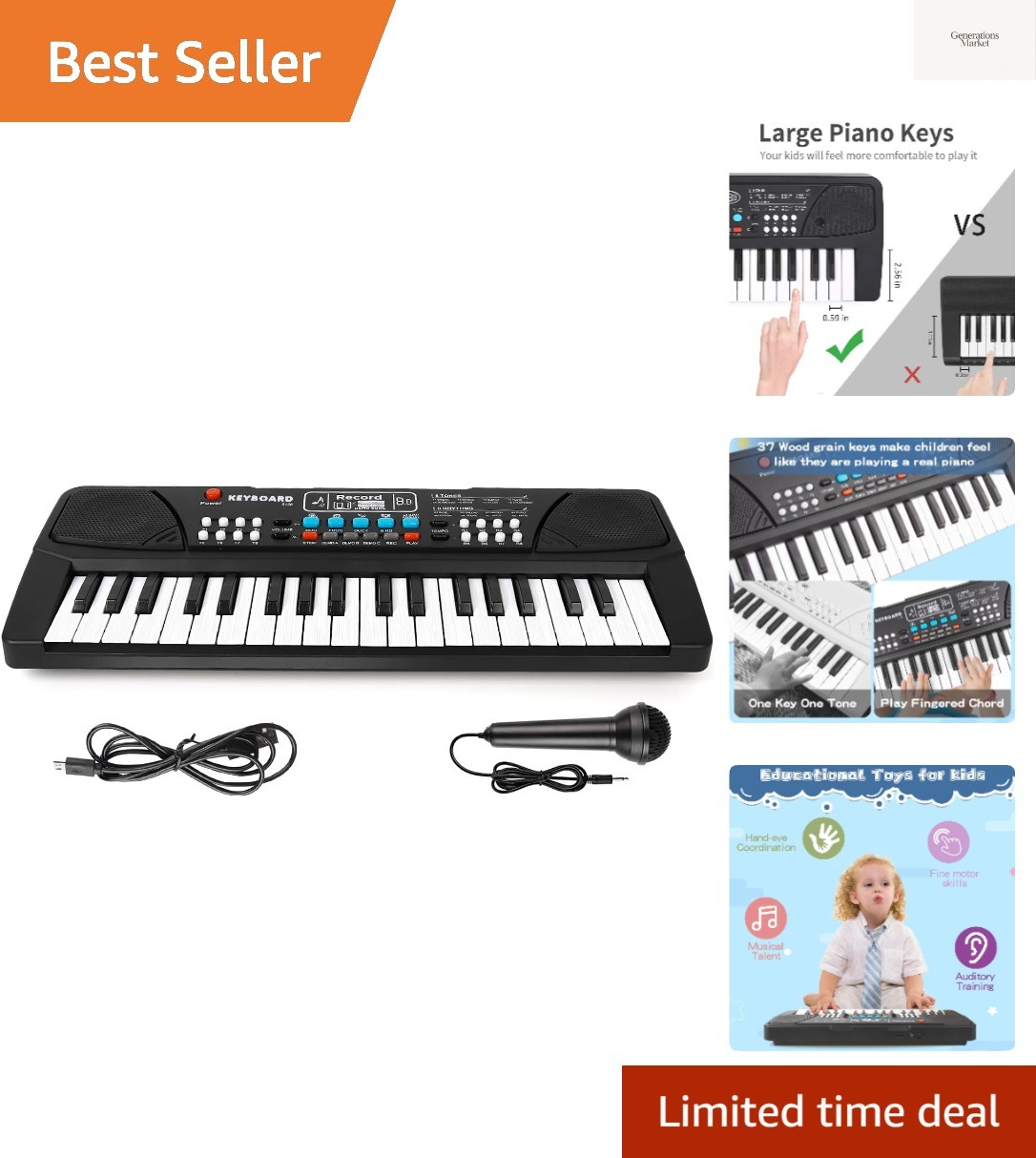 37 Key Upgrade Piano Keyboard for Kids Musical Toys Ages 3-5 Beginners Keyboa...