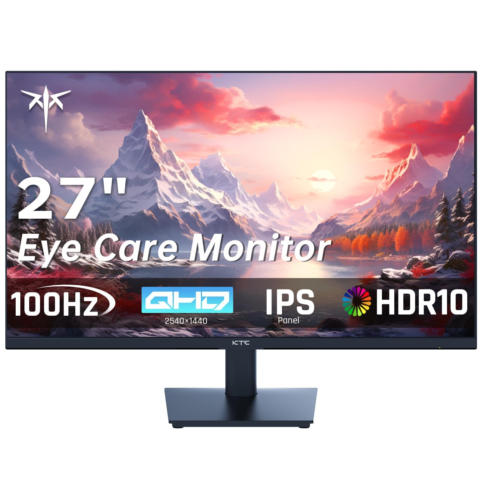 27 Inch QHD Computer Monitor, 2K 100Hz IPS Gaming Monitor, 1440P Frameless Ey...