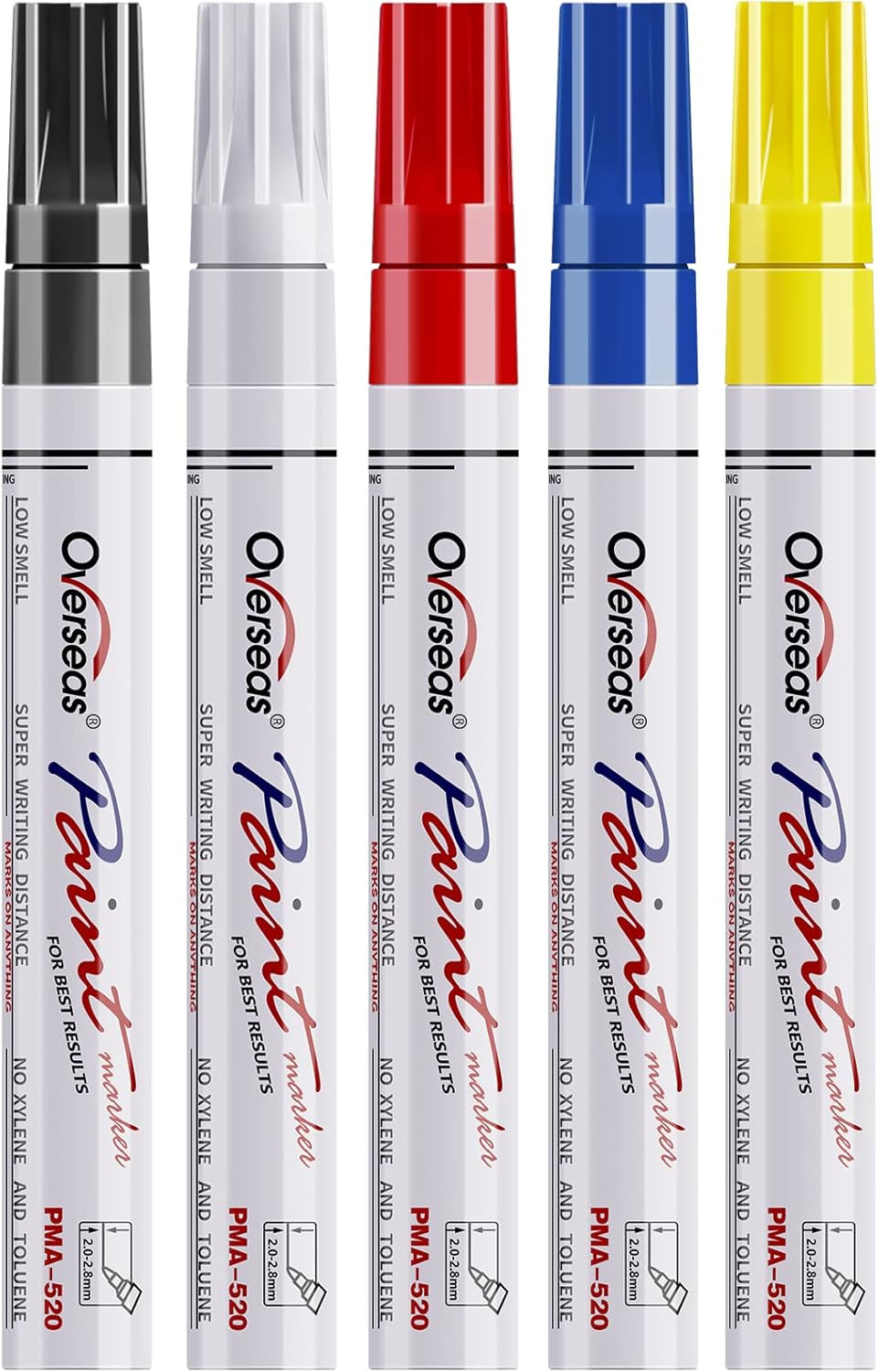 Paint Marker Pens - 5 Colors Permanent Oil Based Paint Markers, Medium Tip, Quic