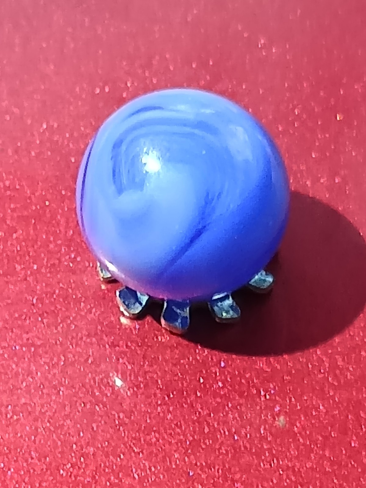 9/16" Akro Agate Blue Slag Marble - Rare #9 Shear - VHTF PINK Selenium UV Glow