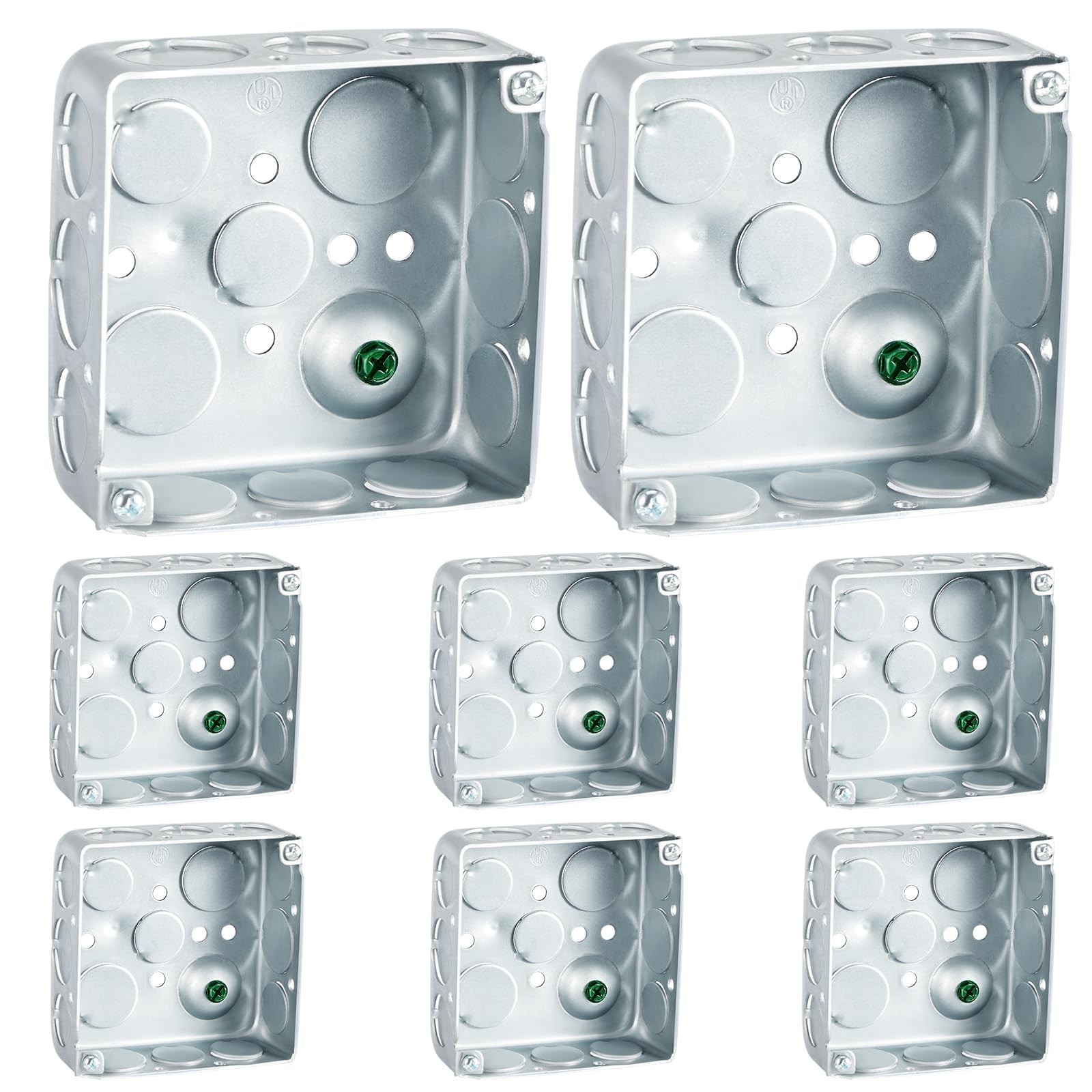 Copkim 4x4 Galvanized Steel Deep Square Electrical Junction Box 21 cu. in. 8-Pac