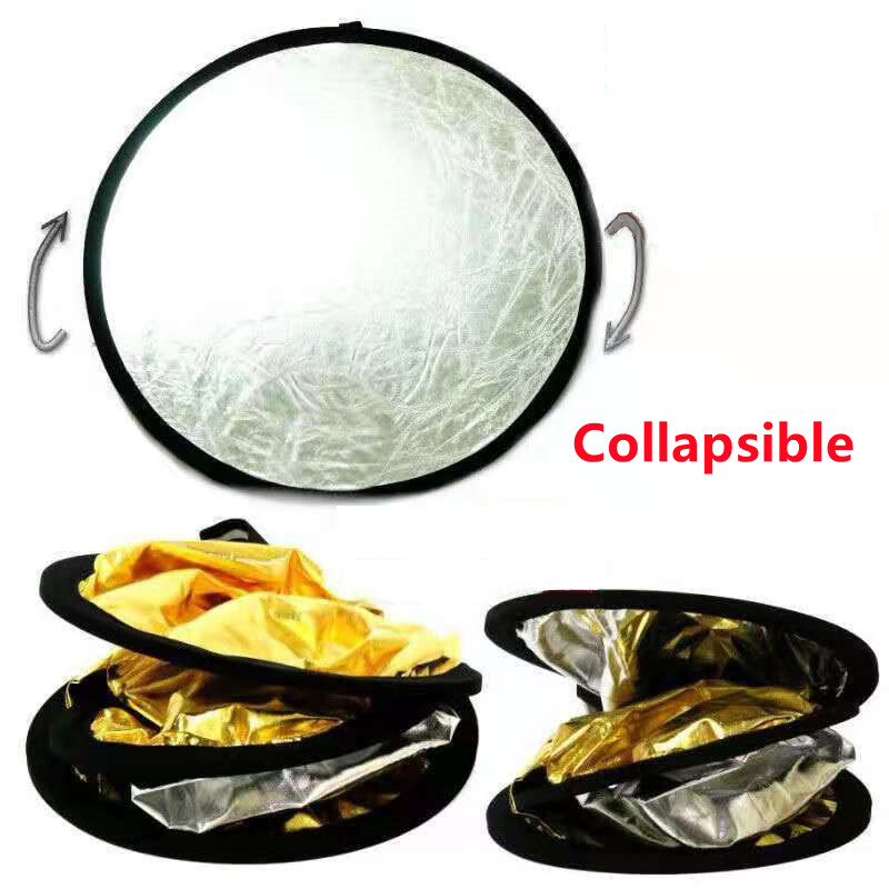 30/60/80cm 2-in-1 Round Photography Reflector Portable Collapsible Bag Carry Kit