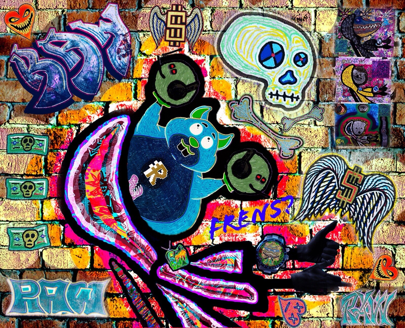 RAW HEADs #119 FatHamster Mfer 1of1 Digital Street Art Brut by RabidArtWork