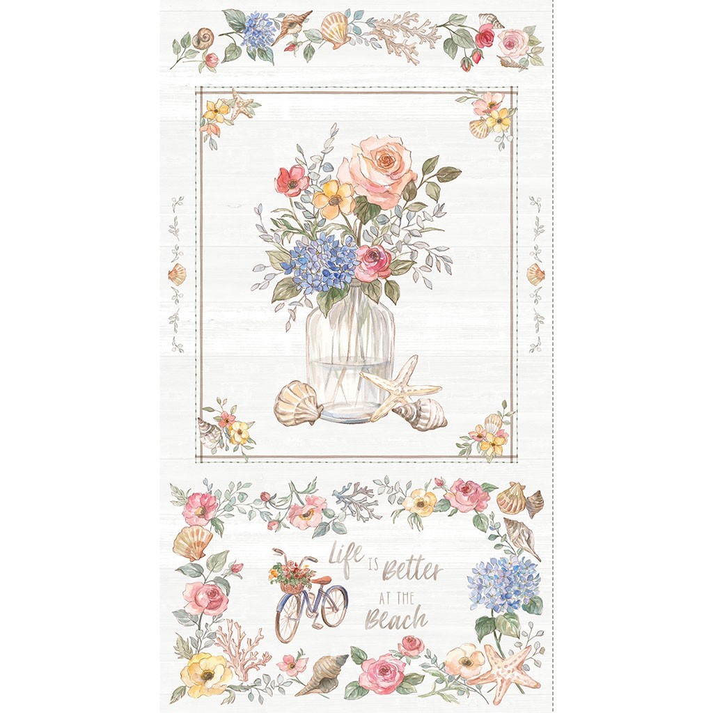 Coastal Cottage Beach Bicycle bike 24" Panel Y4740-55 Multi Color