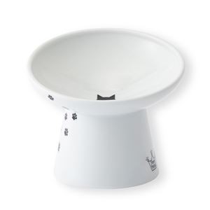 Happy Dining Raised Cat Food Bowl, Angled Type, Cat Pattern (Wholesale)