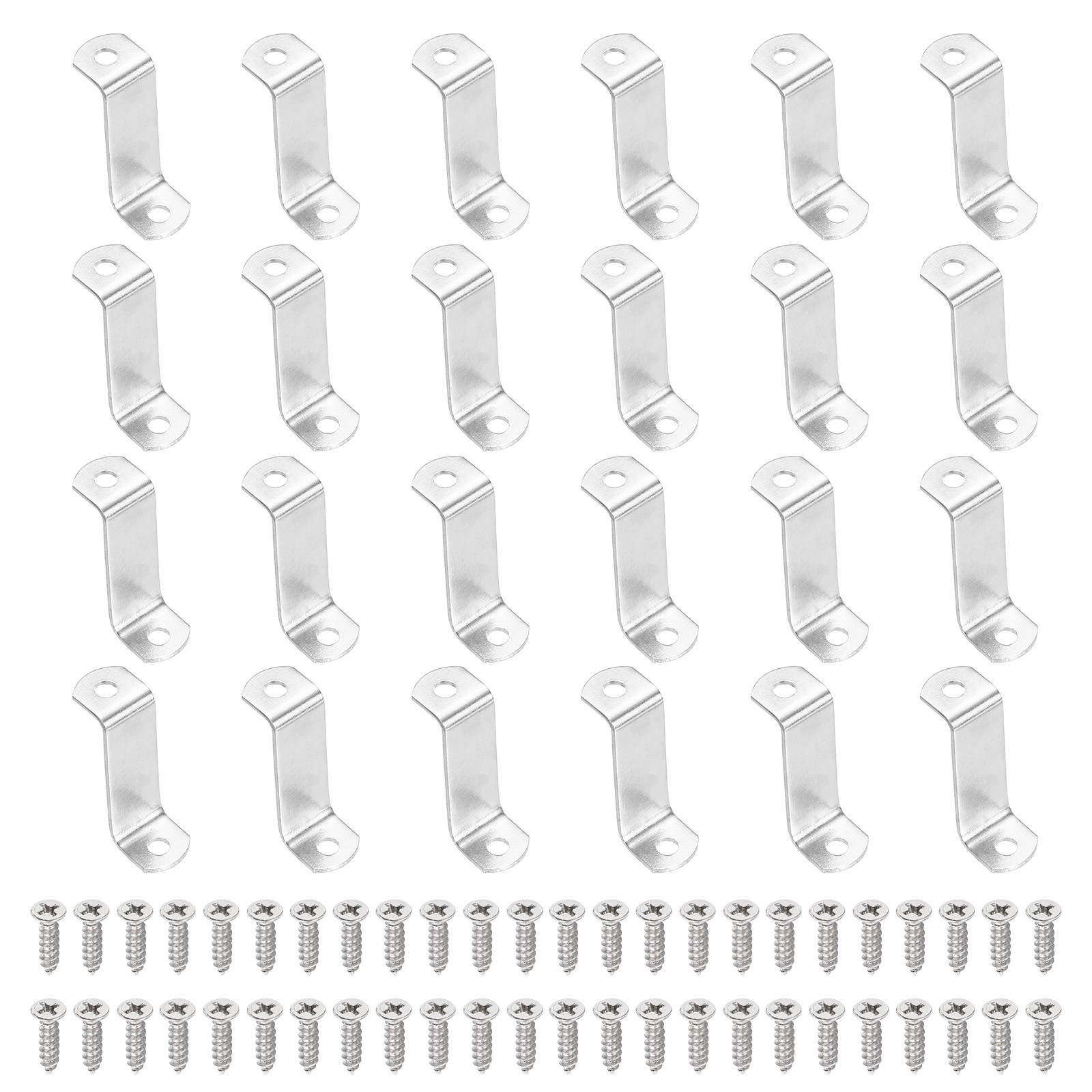 32Pcs 1 1/4" Offset Canvas Clips with 2 Holes Include 64 Screws, Silver Tone