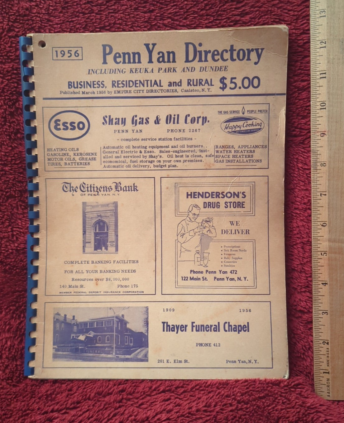 1956 Penn Yan Directory - local ads - Keuka Park Dundee Yates County NY