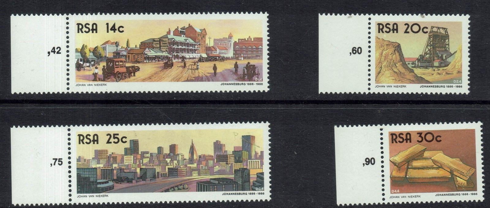 RSA 1986 CENTENARY OF JOHANNESBURG SET OF 4 MNH - SA418