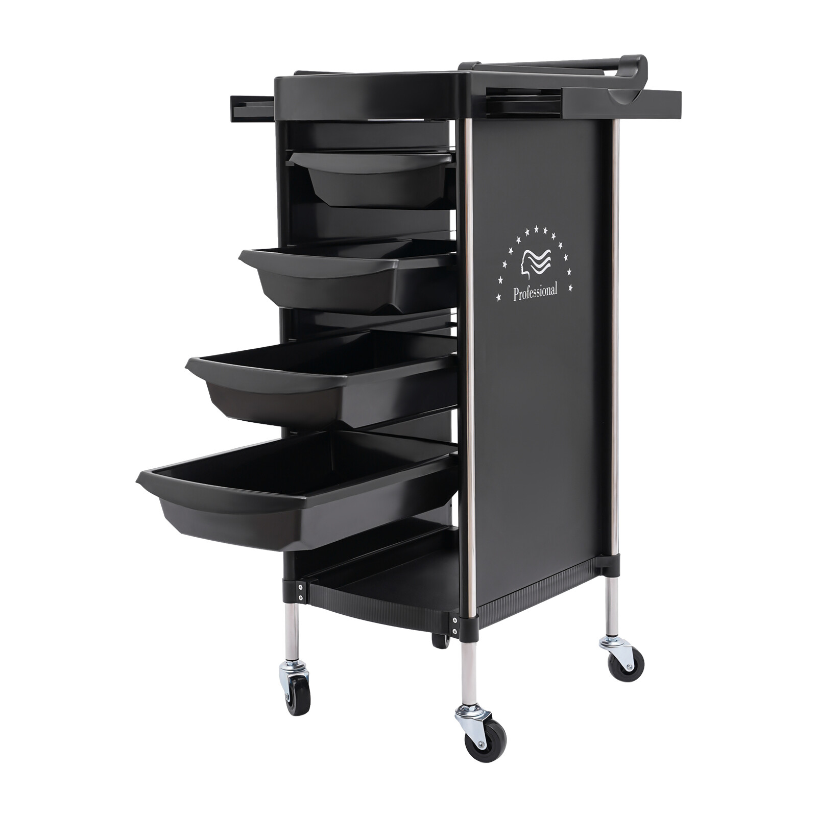 6-Tier Salon Trolley Cart with Wheels, 4 Drawers, Hair Cart Rolling Storage