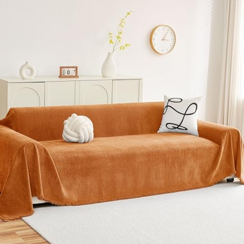  Couch Cover for Dogs, Boho Sofa Covers for 3 Cushion Couch 71x118 Inch Orange