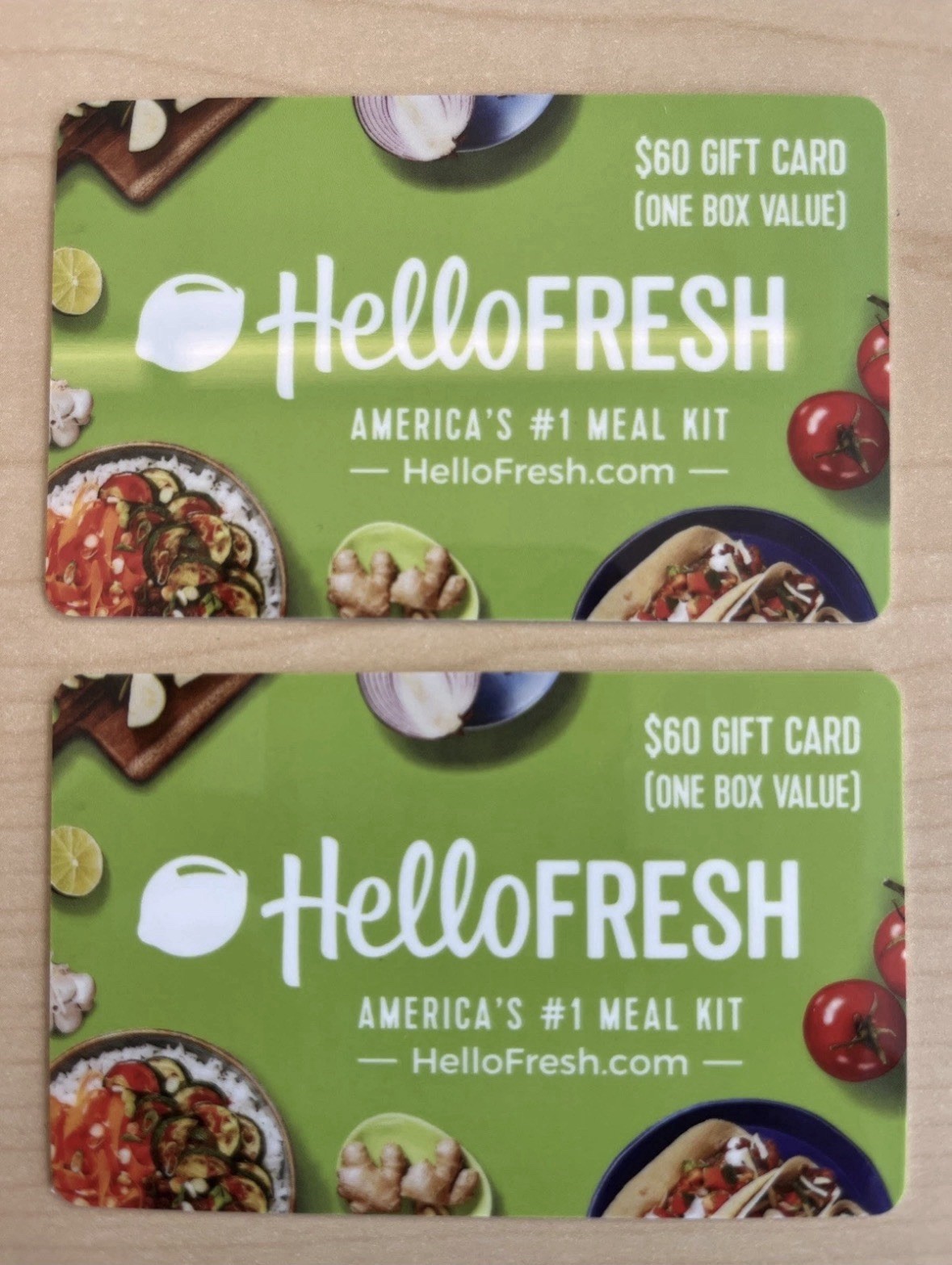2 $60 Hello Fresh Gift Cards Bundle! $120 Value!