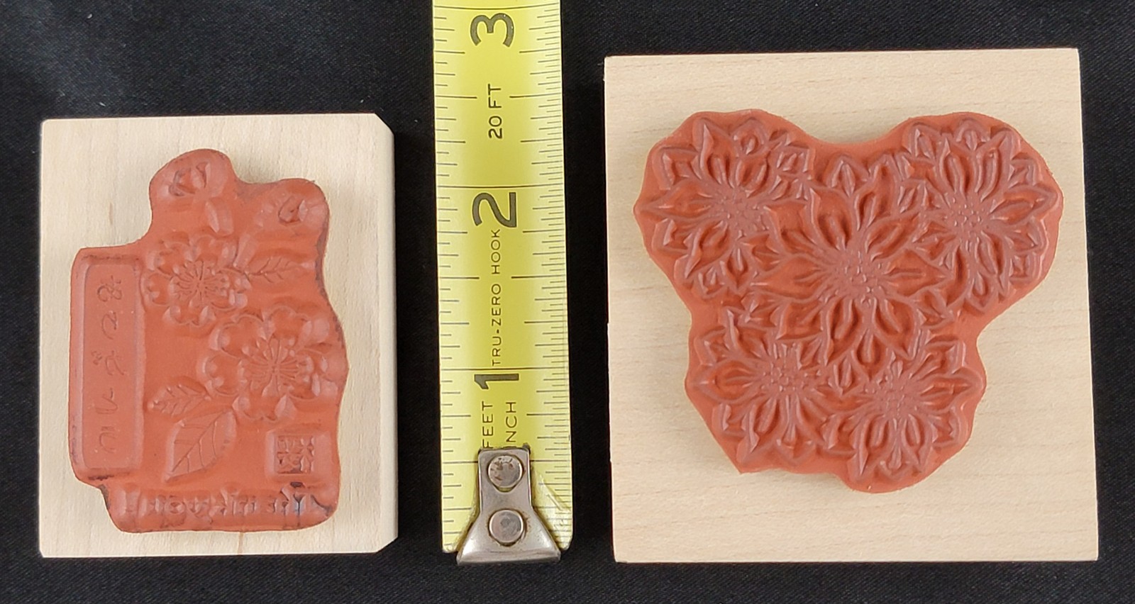 Sakura Flower Petal Thank You & Holly Berry House 1571 Rubber Ink Stamp Lot x2