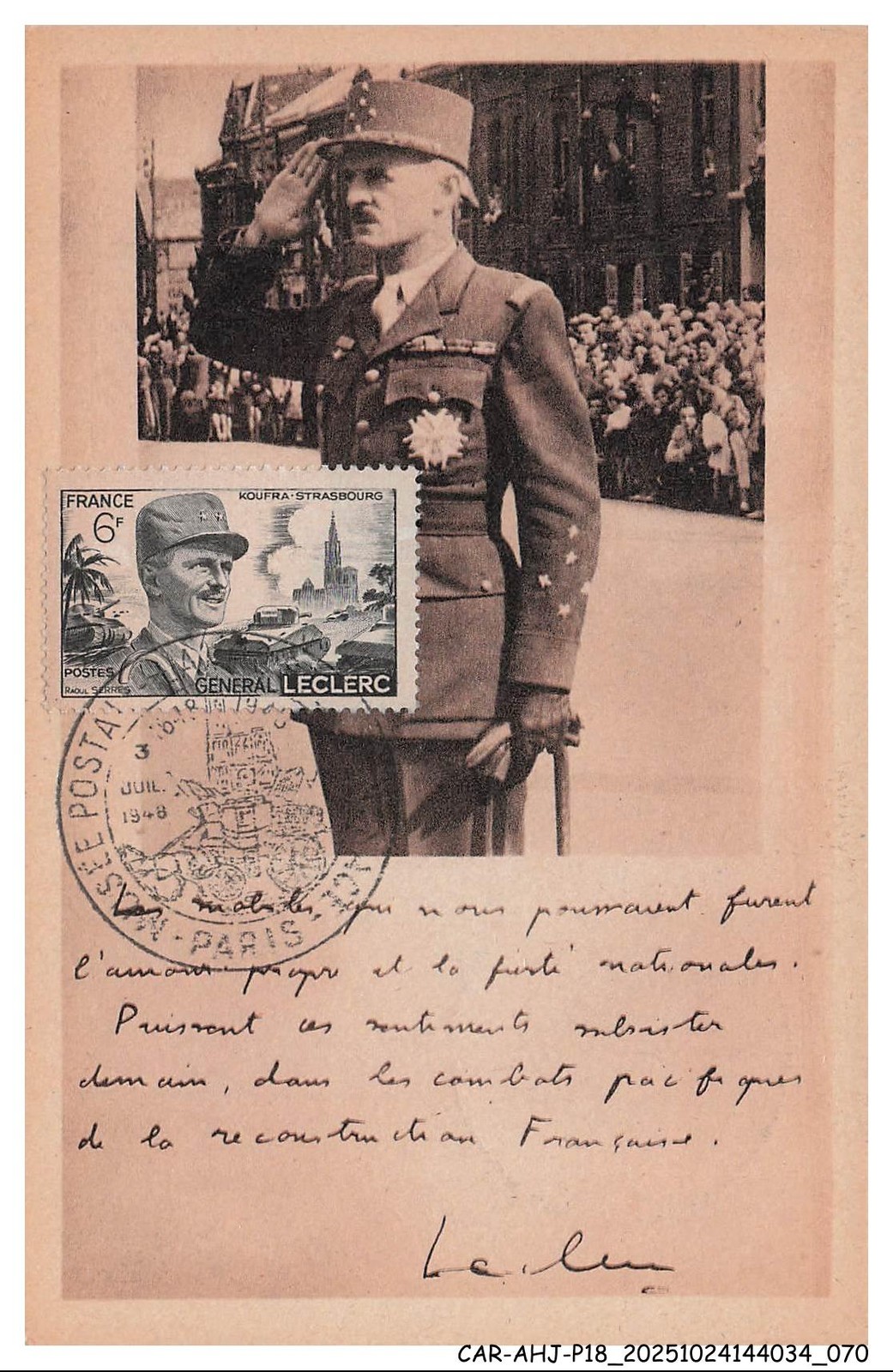 CAR-AHJP18-0874-MAXIMUN Card - Général Leclerc - 1948