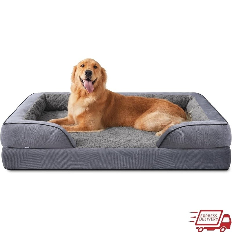 Orthopedic Dog Bed Plush Waterproof Supportive Non Skid Washable Foam Pillow New