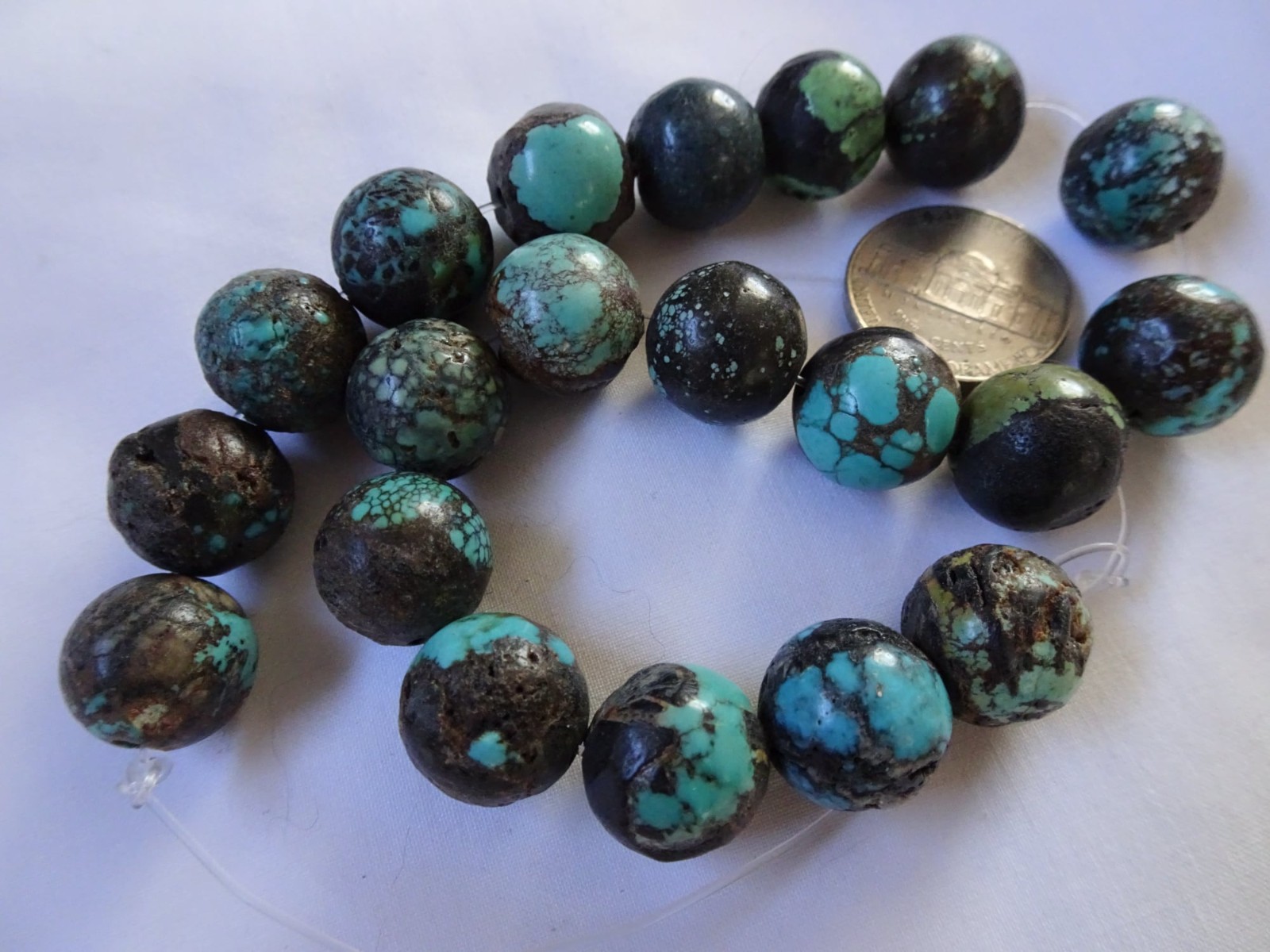 10 1/4" Strand Turquoise 12-13mm Smooth Round Stone Beads A783 DNG