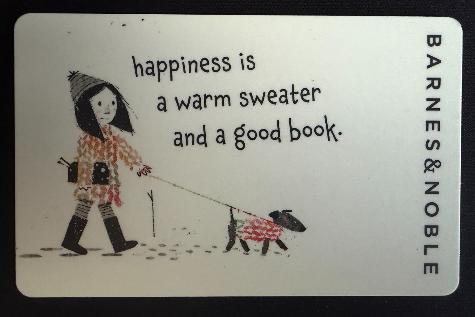 Barnes & Noble Happiness Quote Gift Card (Warm Sweater) Collectible (No Value)