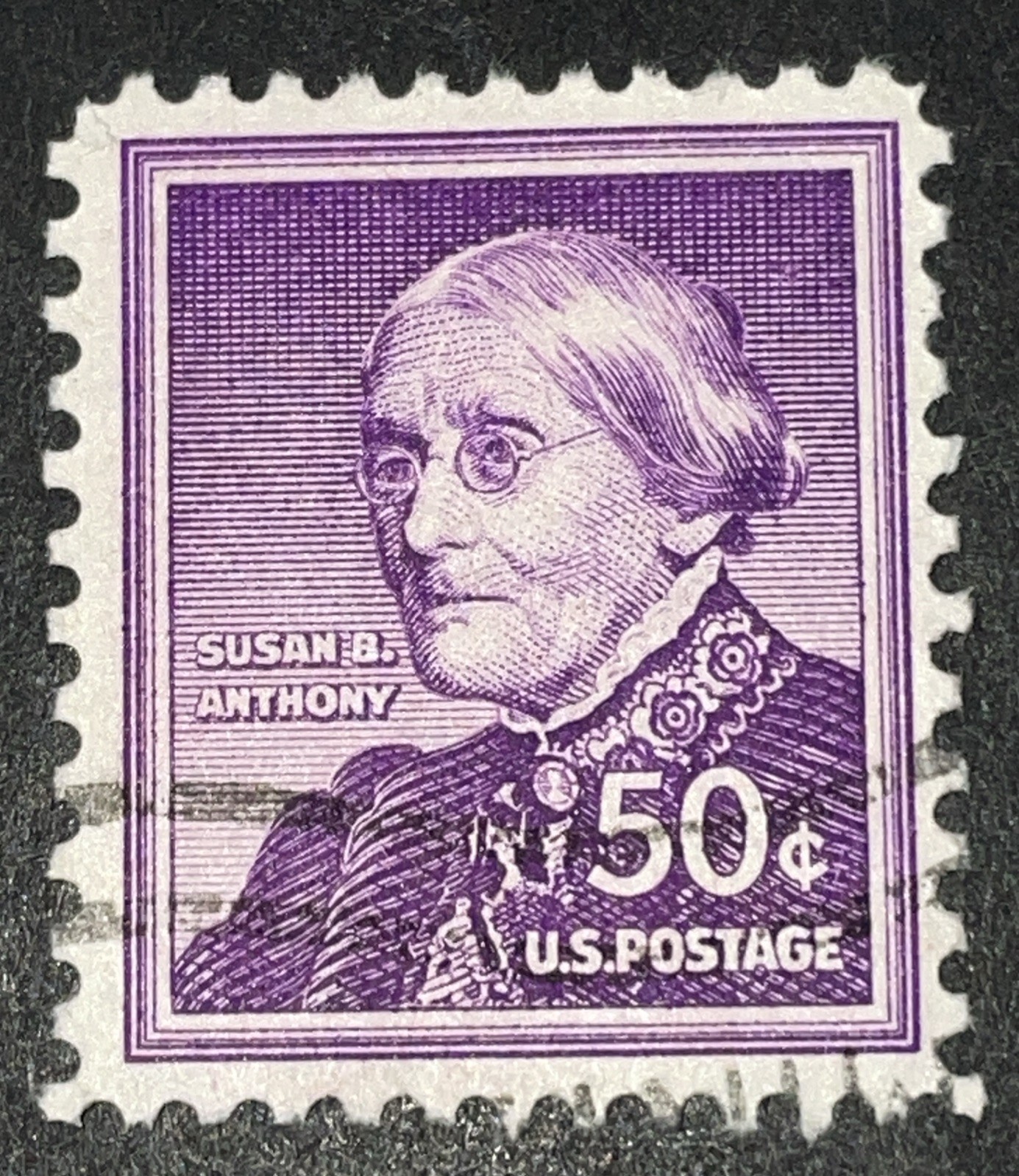 US Scott # 1051 Used Susan B. Anthony"  50c JUMBO; GEM; FACE-FREE CANCELLATION