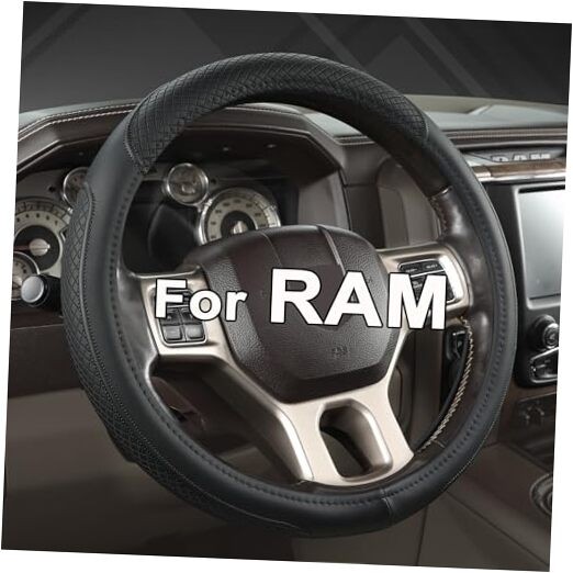  Customized Auto Car Steering Wheel Cover for Dodge RAM 1500 2500 3500, 15.5 