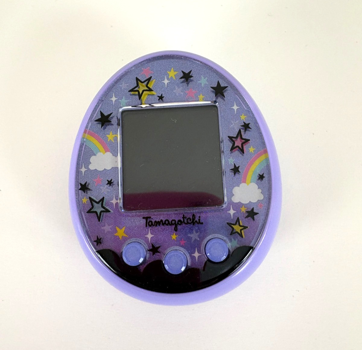 Bandai Tamagotchi ON Virtual Pet 42830 Magic Purple With Rainbow & Stars Works