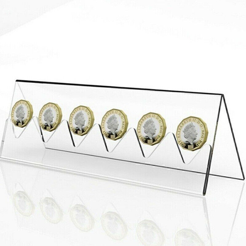 6-Slot Coin Display Rack Collector Holder Clear Transparent Acrylic Stand