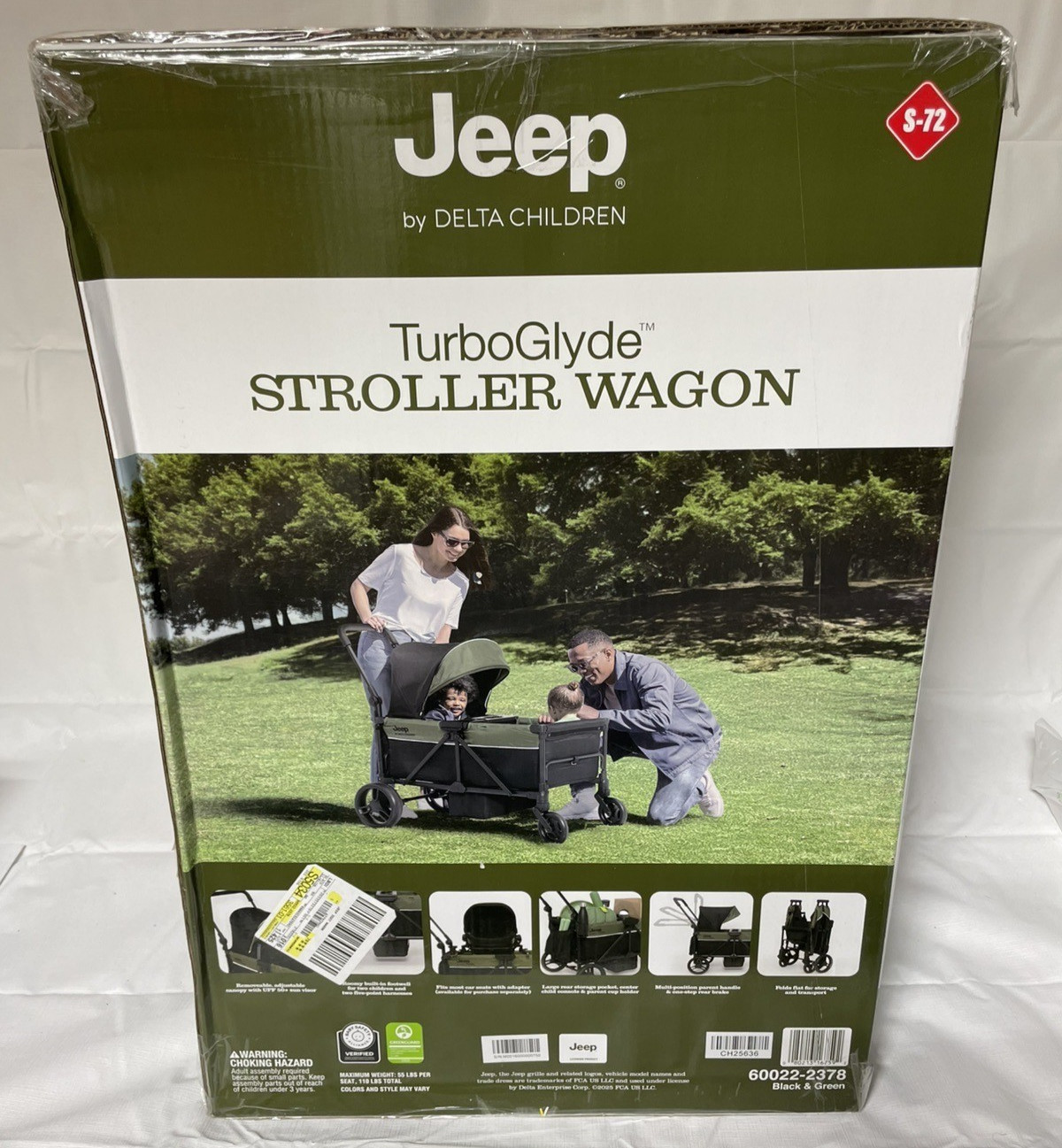 Jeep Sport All-Terrain Stroller Wagon with Canopy Green/ Black NEW