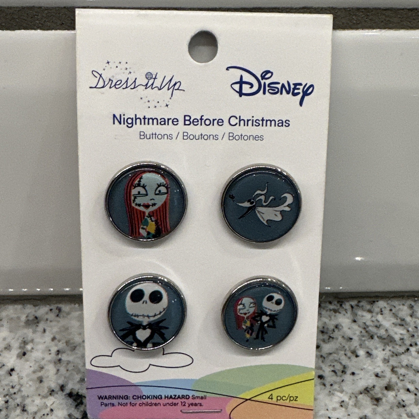 Nightmare Before Christmas Buttons Disney Dress It Up 4 Pack New