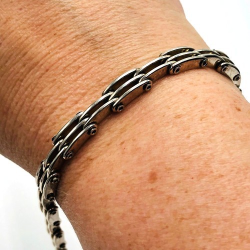 Mexico 925 Sterling Silver Fancy Link 18 Grams 7.5 inch Bracelet