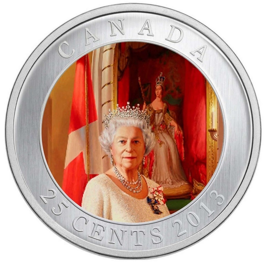 2013 25c Her Majesty Queen Elizabeth II Coronation - Coloured Coin RB