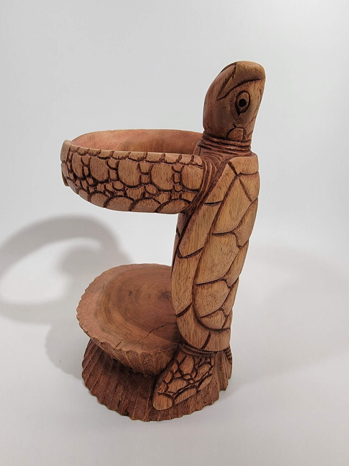 NEW Hand Carved Wood Sea Turtle 11" Sculpture Ornate Figurine Coastal Decor Art