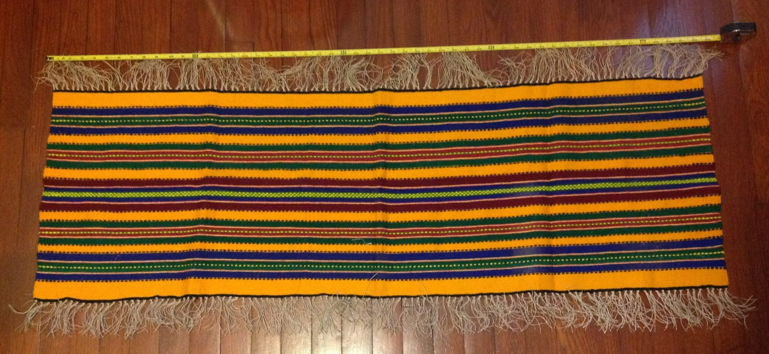 VTG Tapestry Wall Hanging Or Table Runner Hand Woven Vibrant Colors Fringe Edges