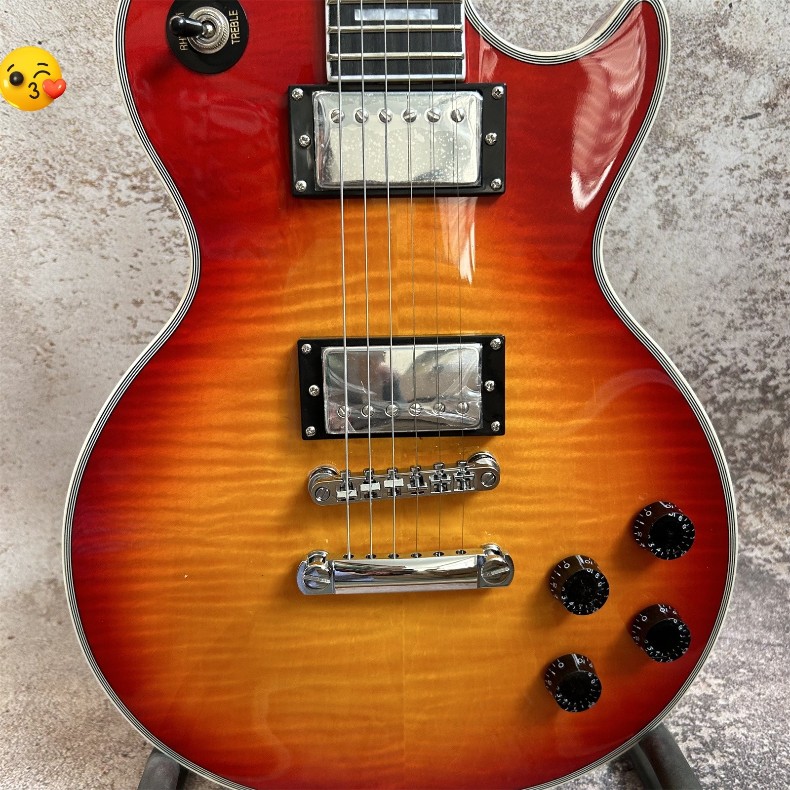 USA Shipment Cherry Red Burst Electric Guitar HH Pickups Mahogany Body