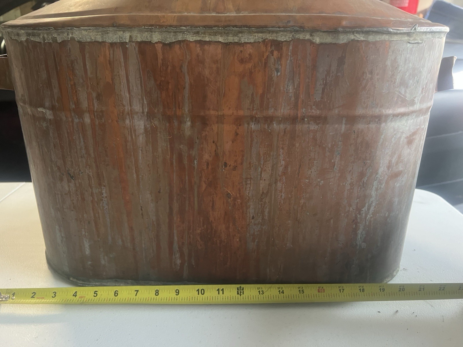 Antique Farmhouse All Copper Boiler Cooler Tub Wash Canning Planter Log Holder