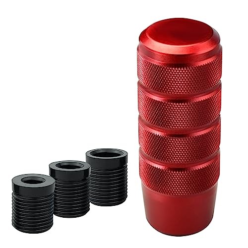 Shifter Knob, 3.78" Aluminum Weighted Car Gear Shift Red 3.78"-(3 Adapters) Red