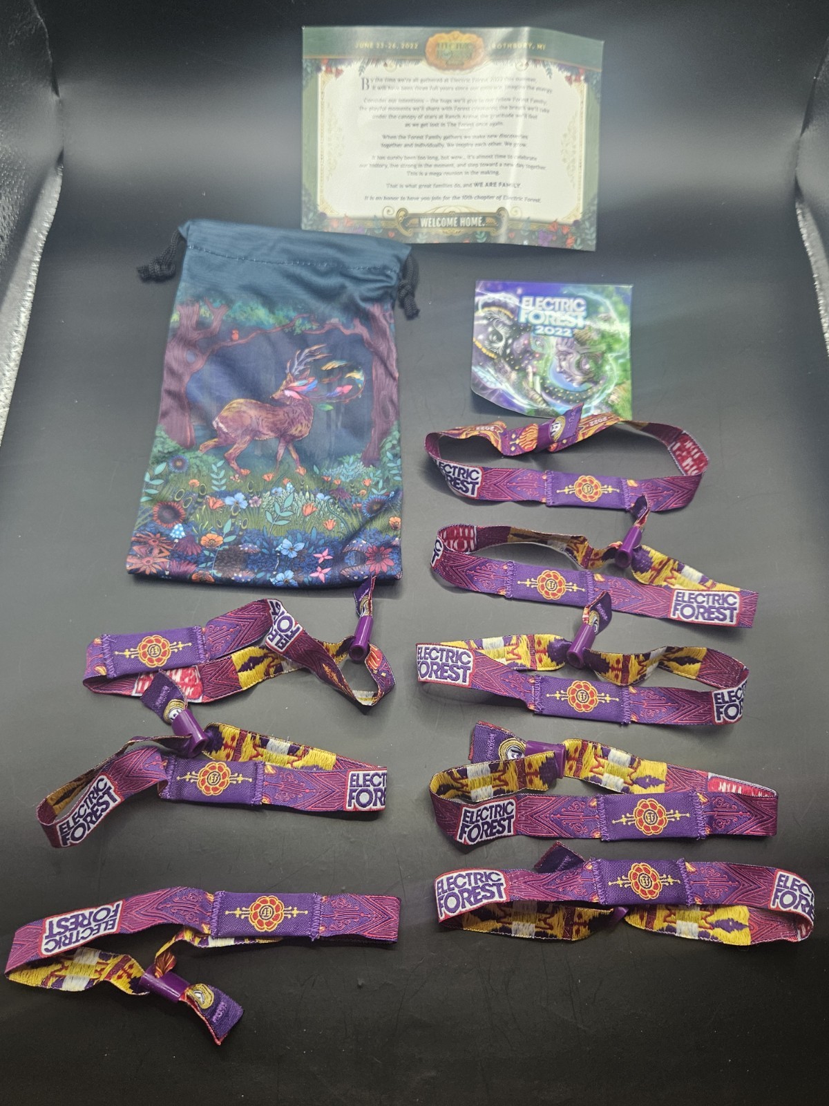 8x Electric Forest Festival 2022 GA Wristband with bag and stickers Mint